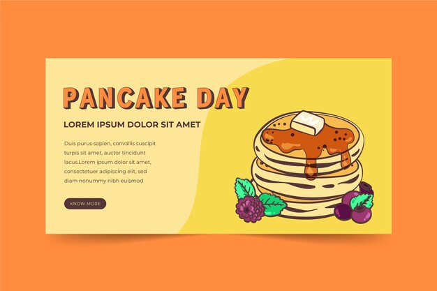 Banner horizontal del día del panqueque dibujado a mano