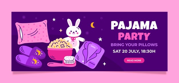 Banner horizontal de fiesta de pijamas dibujados a mano