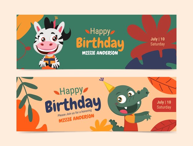 Banner horizontal de fiesta de safari dibujado a mano