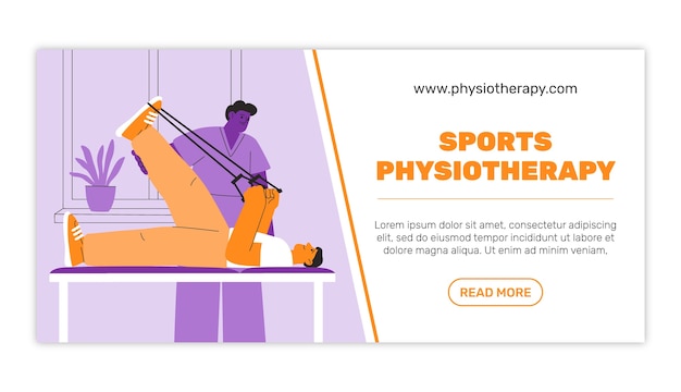 Vector gratuito banner horizontal de fisioterapia deportiva dibujado a mano