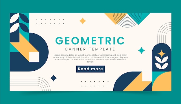 Banner horizontal geométrico de diseño plano