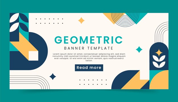 Banner horizontal geométrico de diseño plano