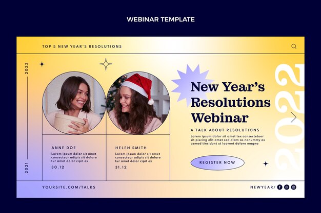 Banner horizontal gradiente año nuevo