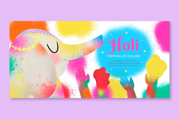 Vector gratuito banner horizontal holi dibujado a mano