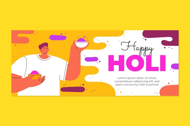 Vector gratuito banner horizontal holi plano