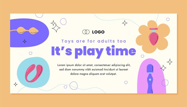 Banner horizontal de juguetes sexuales dibujados a mano