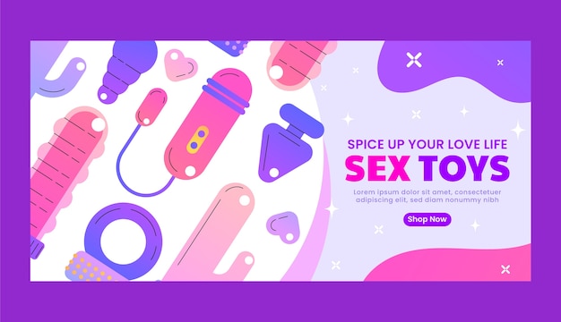 Vector gratuito banner horizontal de juguetes sexuales