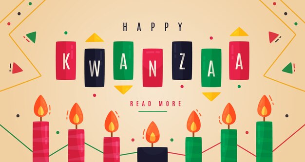 Banner horizontal de kwanzaa plano dibujado a mano