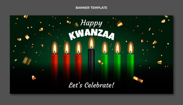 Banner horizontal de kwanzaa realista