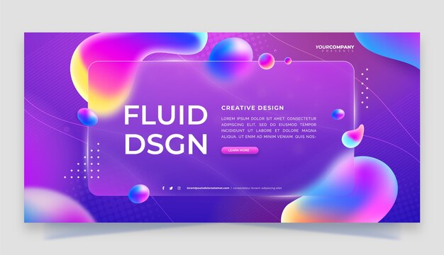 Banner horizontal líquido degradado