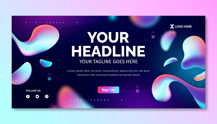 Banner horizontal líquido degradado