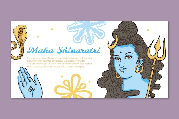 Vector gratuito banner horizontal de maha shivaratri dibujado a mano