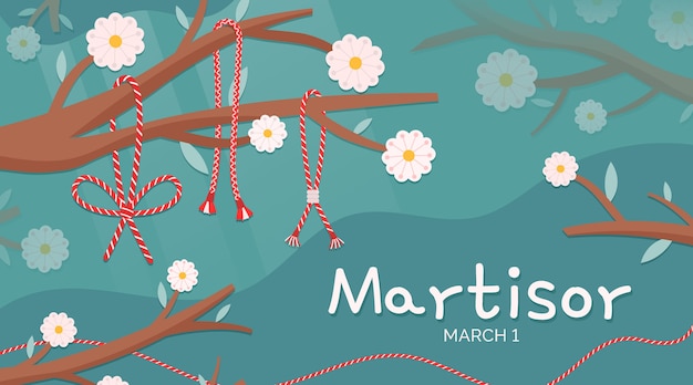 Vector gratuito banner horizontal martisor plano