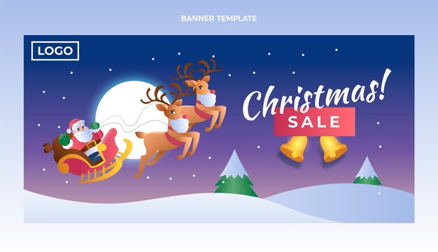 Banner horizontal de navidad degradado
