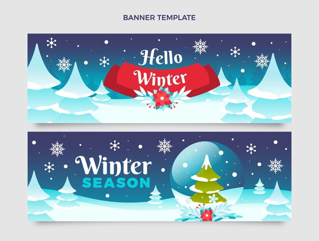 Banner horizontal de navidad degradado