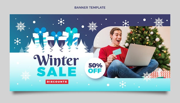 Banner horizontal de navidad degradado