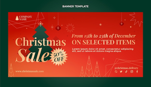 Banner horizontal de navidad degradado