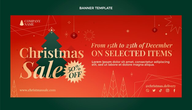 Banner horizontal de navidad degradado