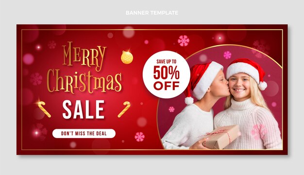 Banner horizontal de navidad degradado