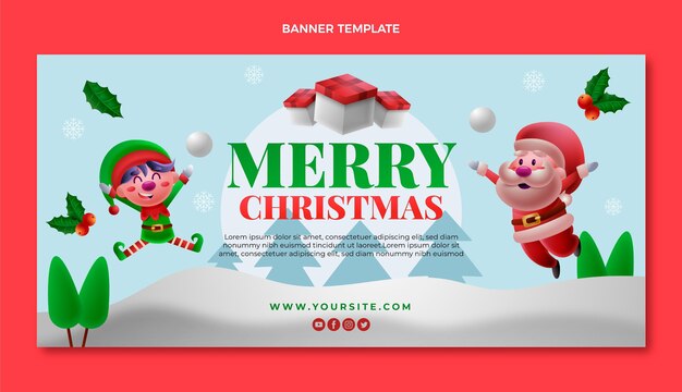 Banner horizontal de navidad degradado