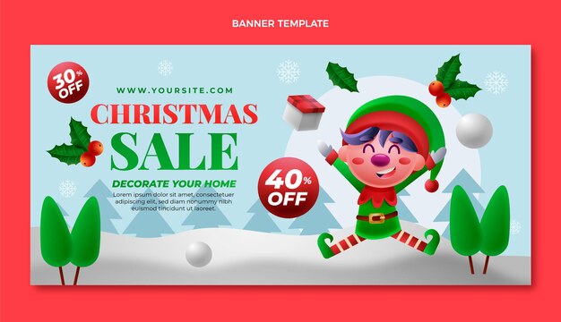 Banner horizontal de navidad degradado