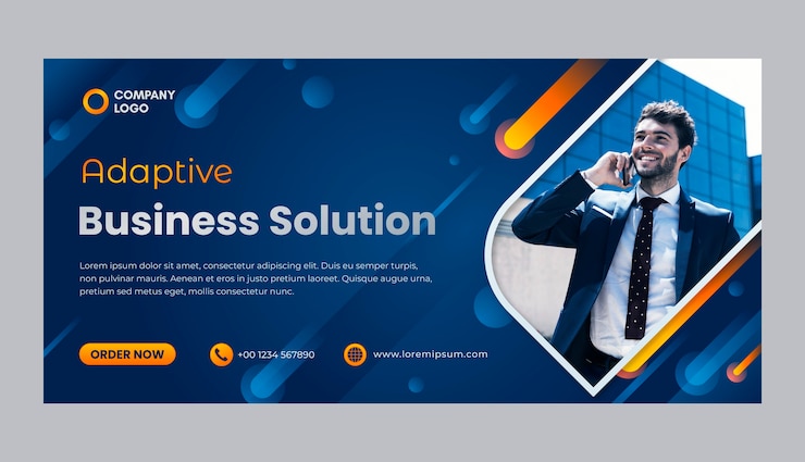 Vector gratuito banner horizontal de negocios degradado