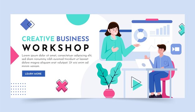 Banner horizontal de negocios de diseño plano