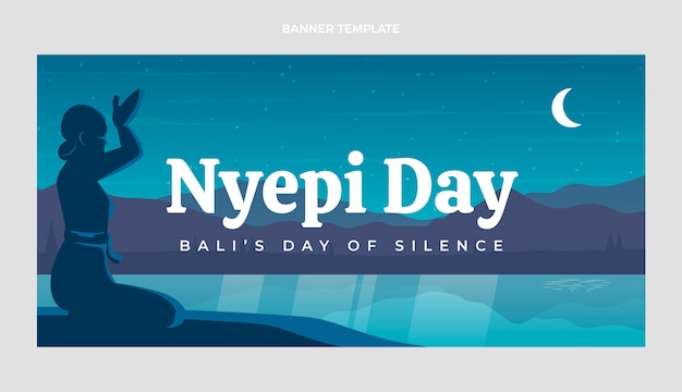 Vector gratuito banner horizontal de nyepi dibujado a mano