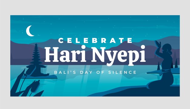 Banner horizontal de nyepi dibujado a mano