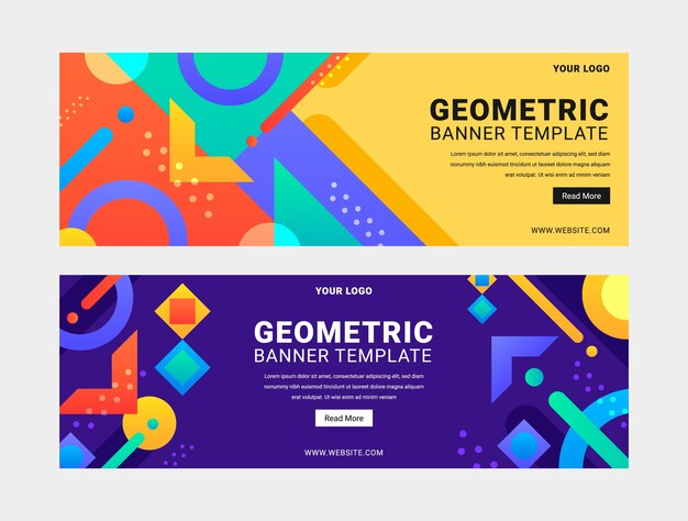 Banner horizontal de patrón geométrico degradado