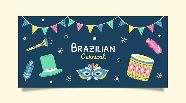 Banner horizontal plano carnaval brasileño