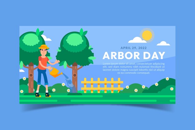 Banner horizontal plano del día del árbol
