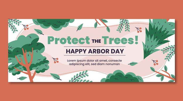 Banner horizontal plano del día del árbol