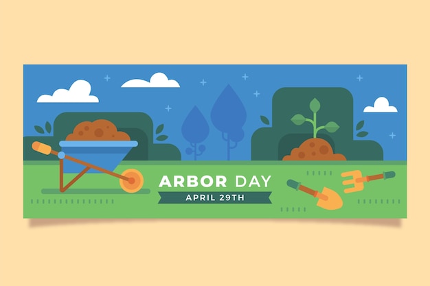 Banner horizontal plano del día del árbol