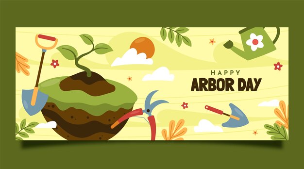Banner horizontal plano del día del árbol