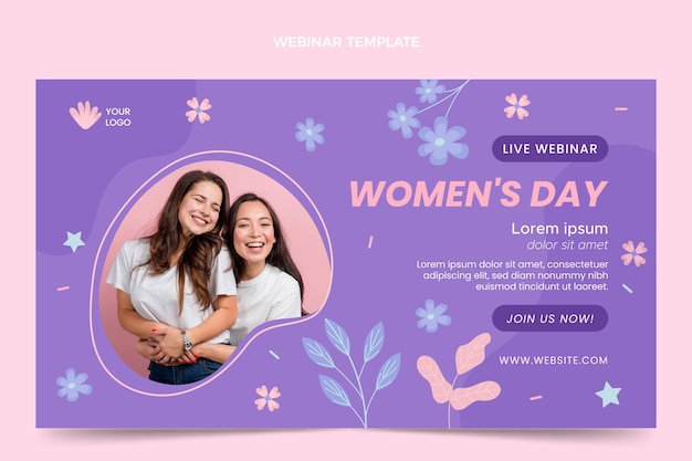 Banner horizontal plano del día internacional de la mujer