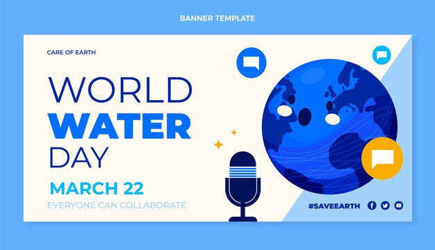 Vector gratuito banner horizontal plano del día mundial del agua