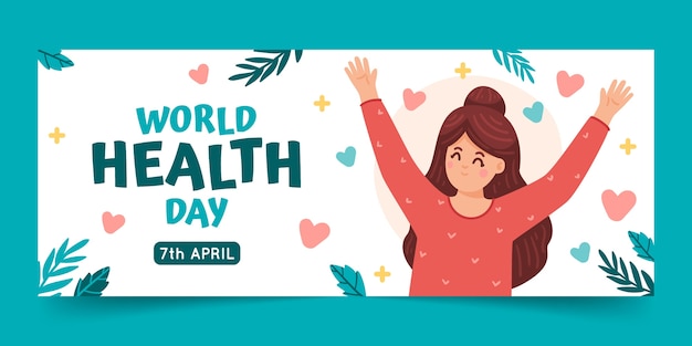 Banner horizontal plano del día mundial de la salud