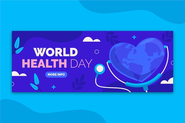 Vector gratuito banner horizontal plano del día mundial de la salud