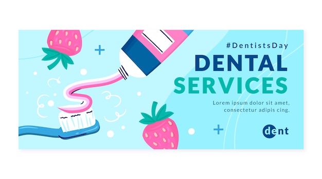Vector gratuito banner horizontal plano del día nacional del dentista