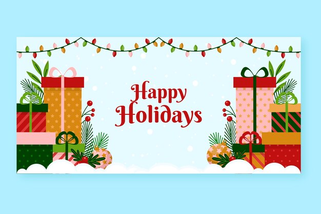 Banner horizontal plano felices fiestas
