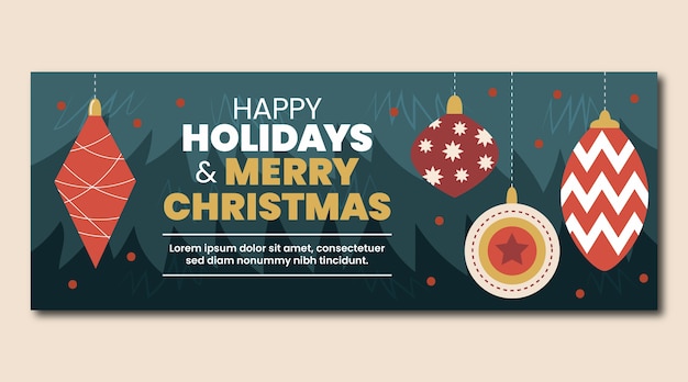 Vector gratuito banner horizontal plano felices fiestas