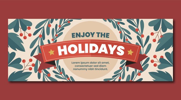 Banner horizontal plano felices fiestas