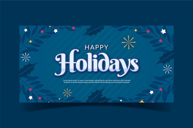 Banner horizontal plano felices fiestas