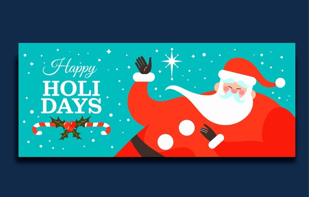 Banner horizontal plano felices fiestas
