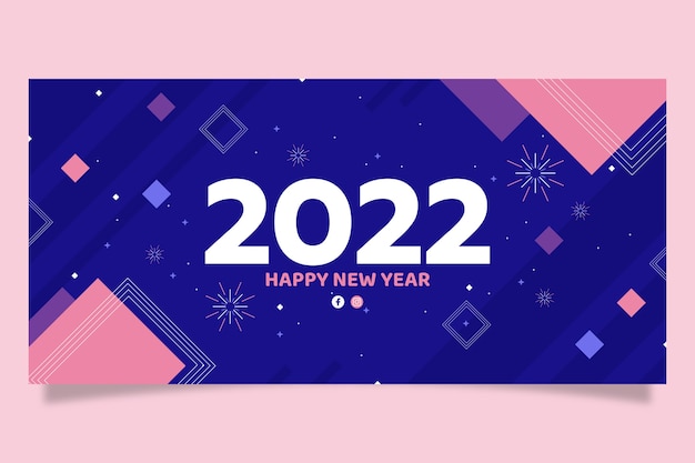 Vector gratuito banner horizontal plano feliz año nuevo 2022