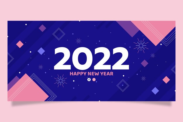 Banner horizontal plano feliz año nuevo 2022