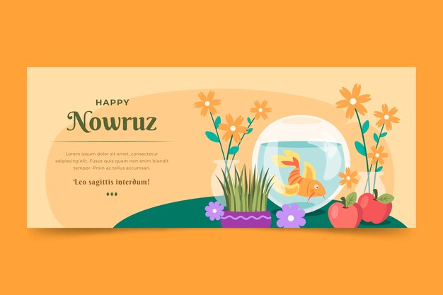 Banner horizontal plano feliz nowruz