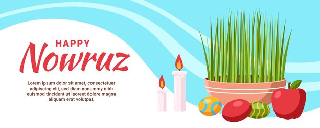 Banner horizontal plano feliz nowruz