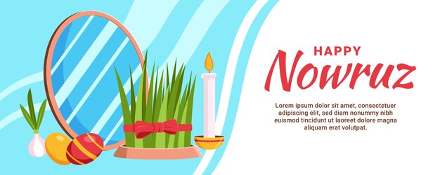 Banner horizontal plano feliz nowruz